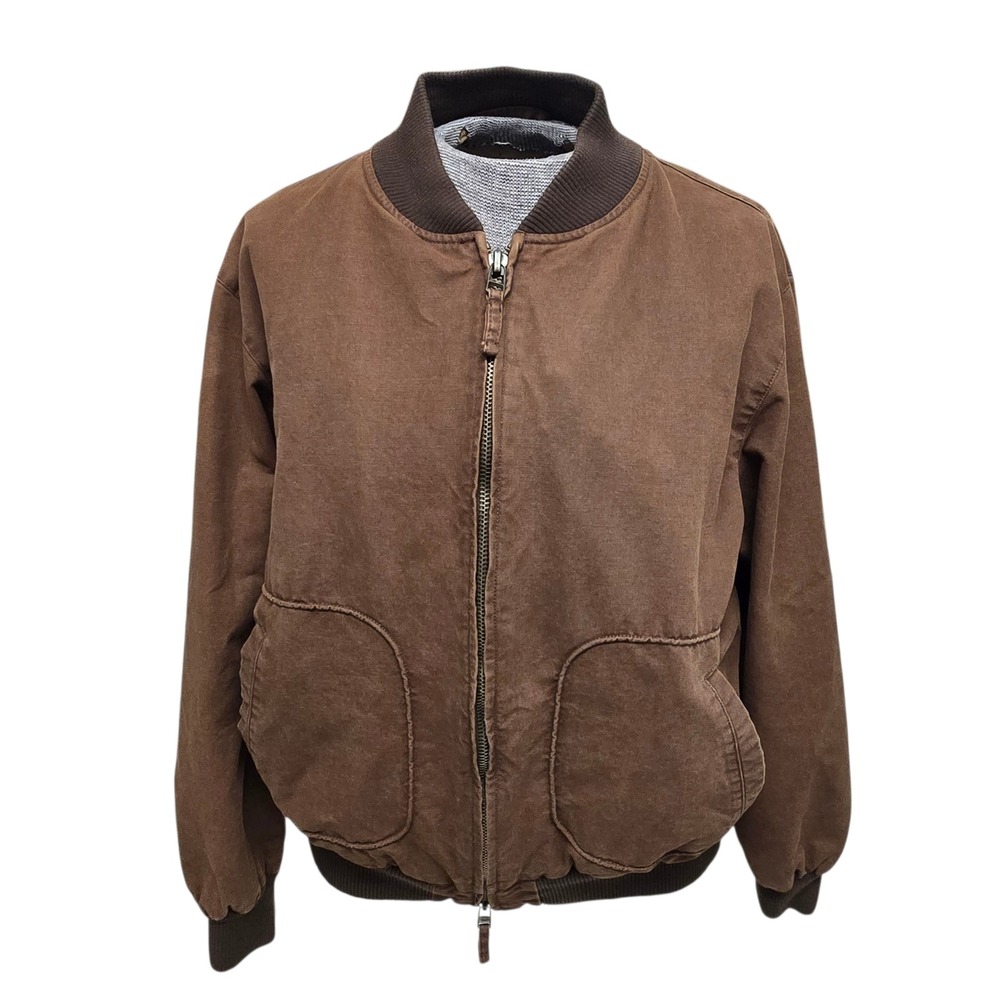 Daniel Cremieux Brown Cotton Suede Bomber Jacket Vintage Style Size L EUC